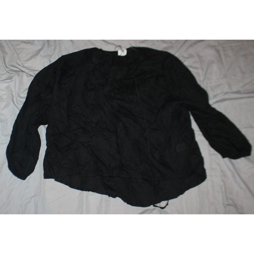 Women's Raglan Long Sleeve Tie-Front Top - A New Day™ size XS black